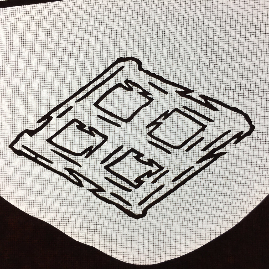 Antique Japanese Katagami Kimono Stencil Katazome Kanji Rhombus Crest C713