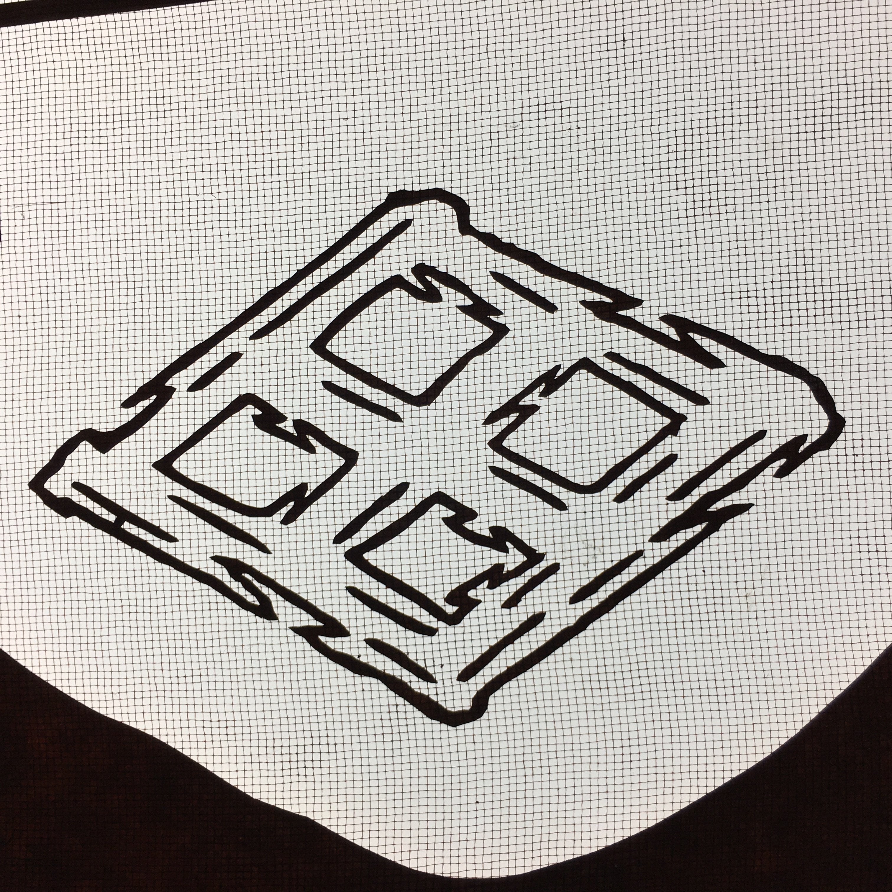 Antique Japanese Katagami Kimono Stencil Katazome Kanji Rhombus Crest C713