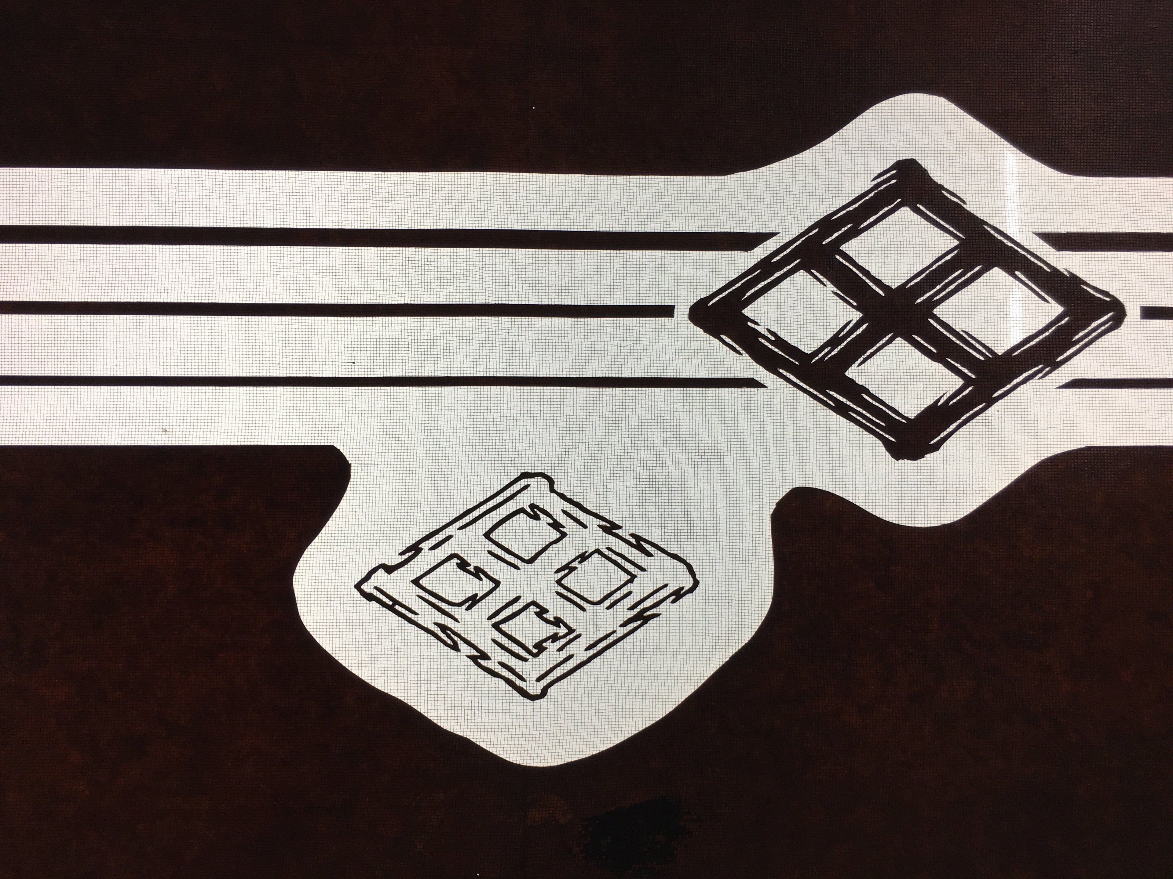 Antique Japanese Katagami Kimono Stencil Katazome Kanji Rhombus Crest C713