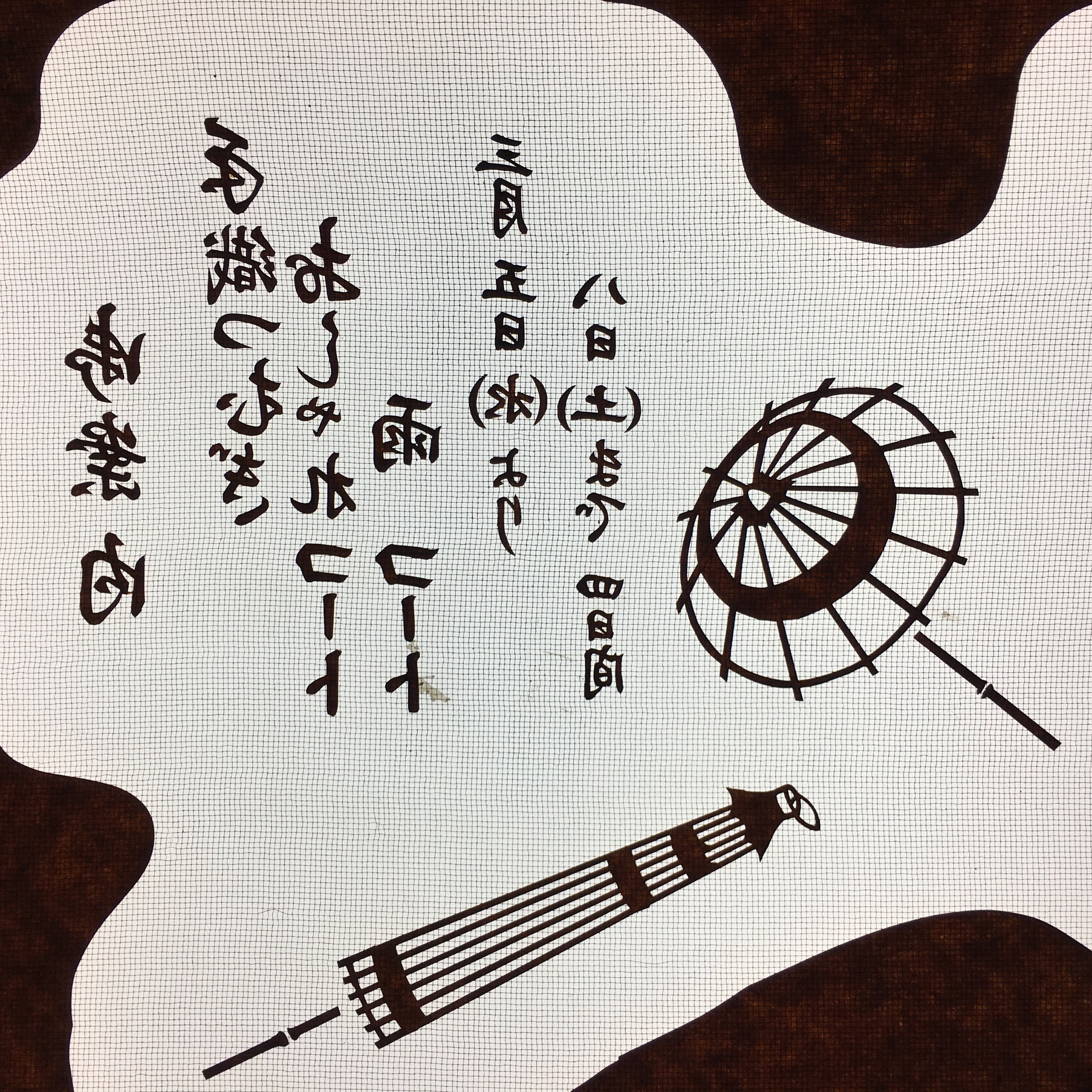 Antique Japanese Katagami Kimono Stencil Katazome Kanji Shop Information C709