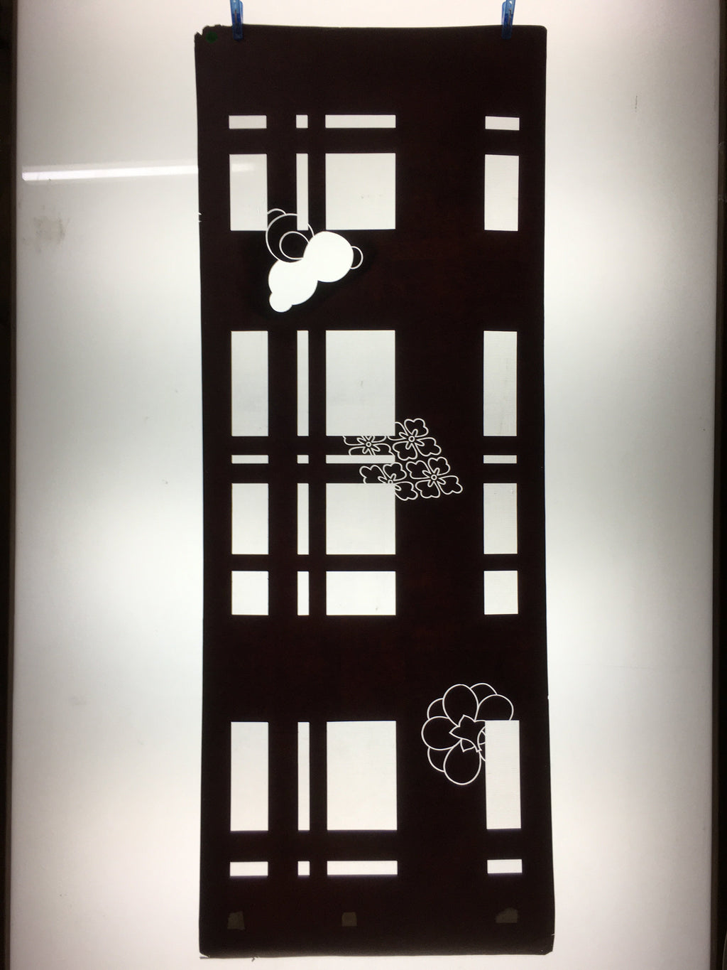 Antique Japanese Katagami Kimono Stencil Katazome Lattice Crest C741