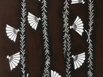 Antique Japanese Katagami Kimono Stencil Katazome Leaf Line Folding Fan C742