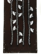 Antique Japanese Katagami Kimono Stencil Katazome Leaf Line Folding Fan C742