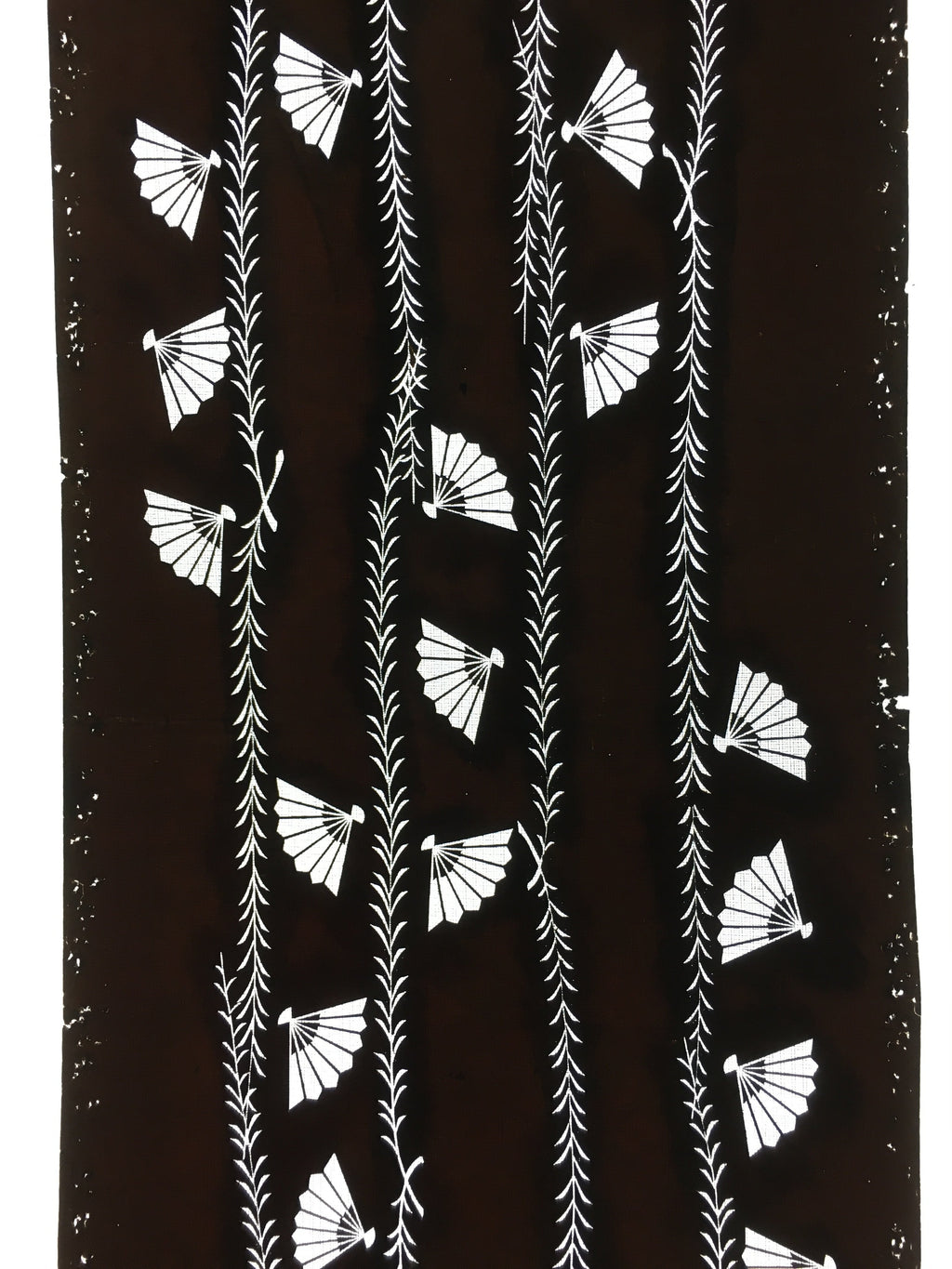 Antique Japanese Katagami Kimono Stencil Katazome Leaf Line Folding Fan C742
