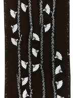 Antique Japanese Katagami Kimono Stencil Katazome Leaf Line Folding Fan C742