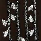 Antique Japanese Katagami Kimono Stencil Katazome Leaf Line Folding Fan C742