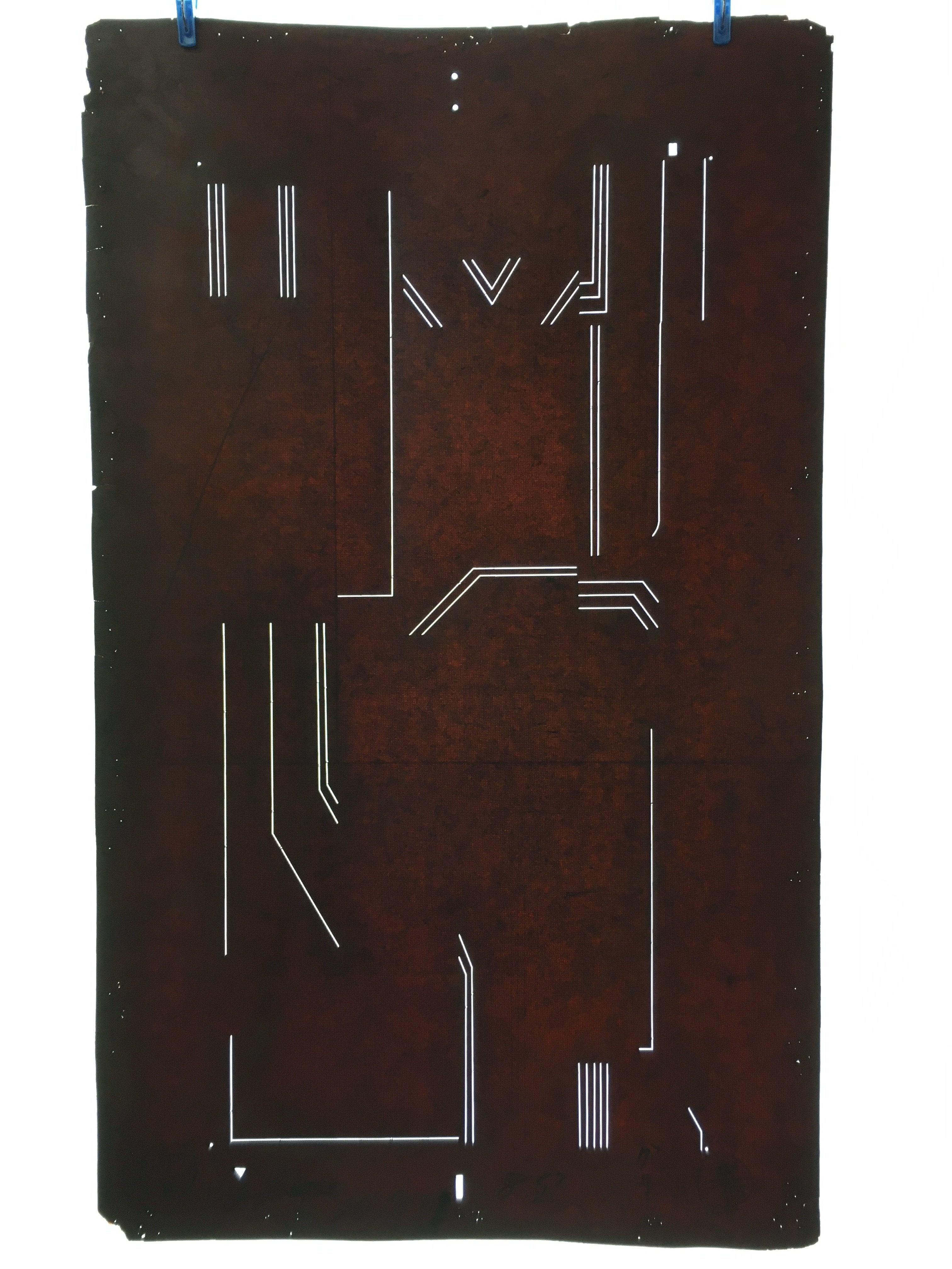 Antique Japanese Katagami Kimono Stencil Katazome Line Abstract C755