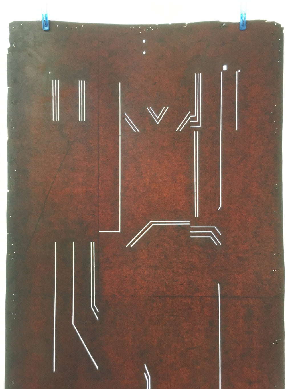 Antique Japanese Katagami Kimono Stencil Katazome Line Abstract C755