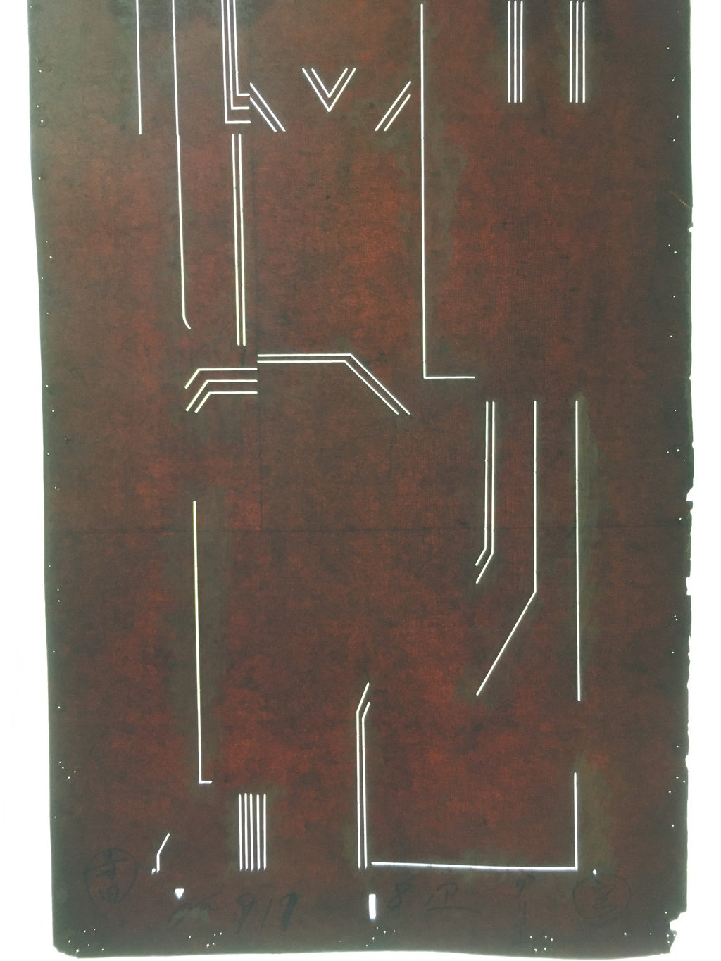 Antique Japanese Katagami Kimono Stencil Katazome Line Abstract C756