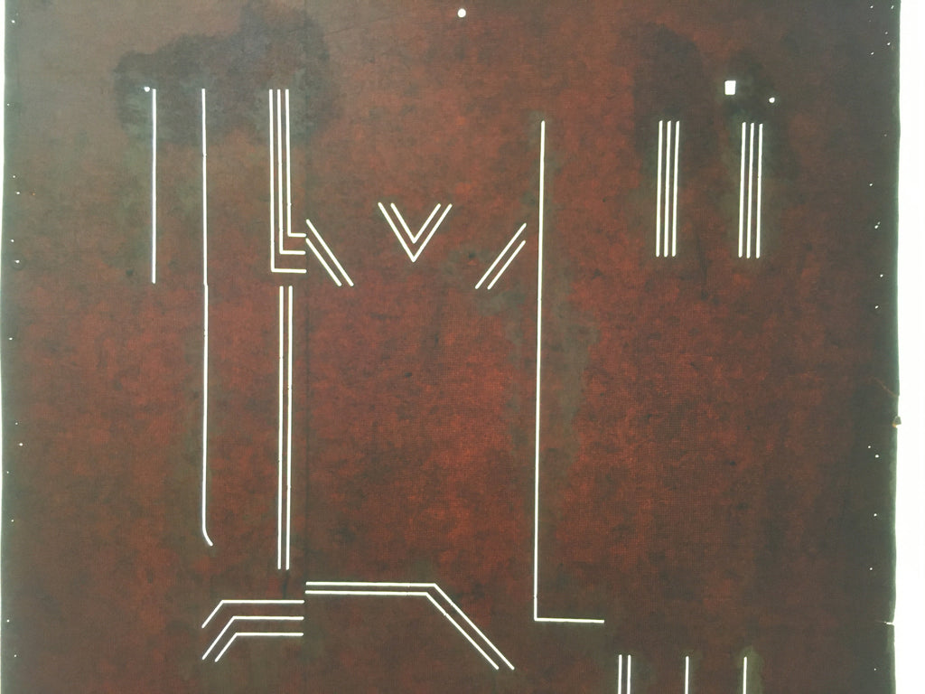 Antique Japanese Katagami Kimono Stencil Katazome Line Abstract C756