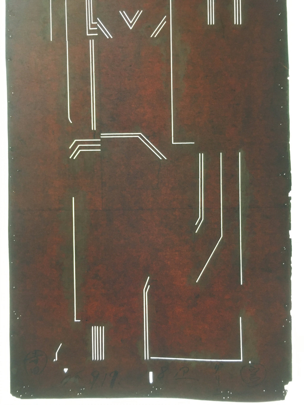 Antique Japanese Katagami Kimono Stencil Katazome Line Abstract C756