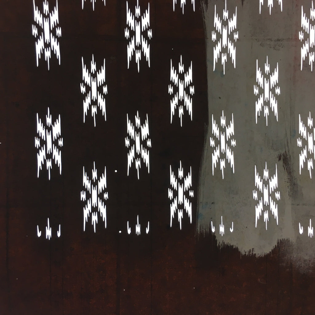 Antique Japanese Katagami Kimono Stencil Katazome Meiji Abstract Design 4Y342