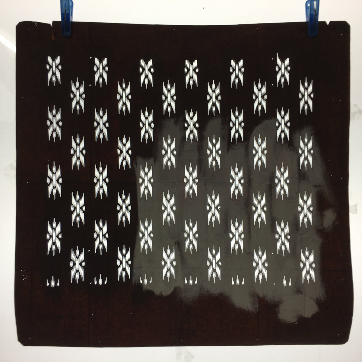 Antique Japanese Katagami Kimono Stencil Katazome Meiji Abstract Design 4Y342