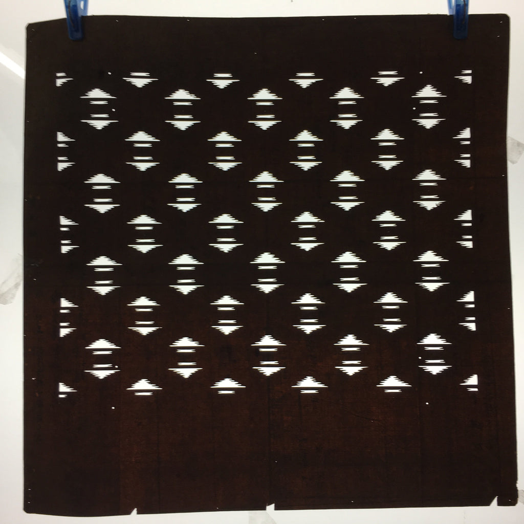 Antique Japanese Katagami Kimono Stencil Katazome Meiji Abstract Design 4Y354