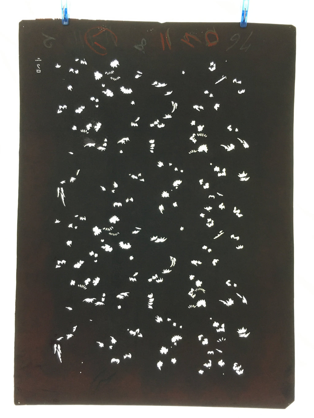 Antique Japanese Katagami Kimono Stencil Katazome Meiji Abstract Design 4Y388