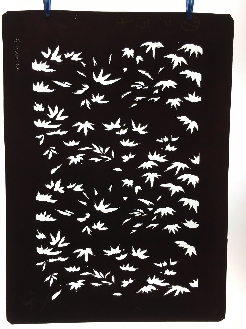 Antique Japanese Katagami Kimono Stencil Katazome Meiji Bamboo Design 4Y376
