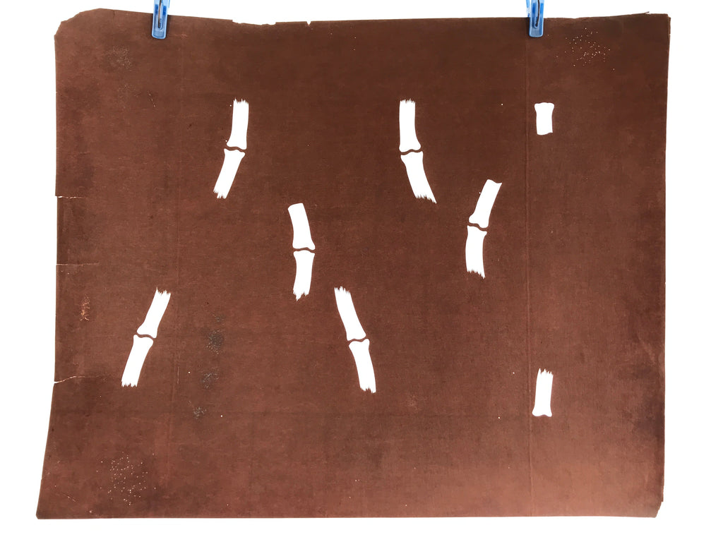 Antique Japanese Katagami Kimono Stencil Katazome Meiji Bamboo Design 4Y446