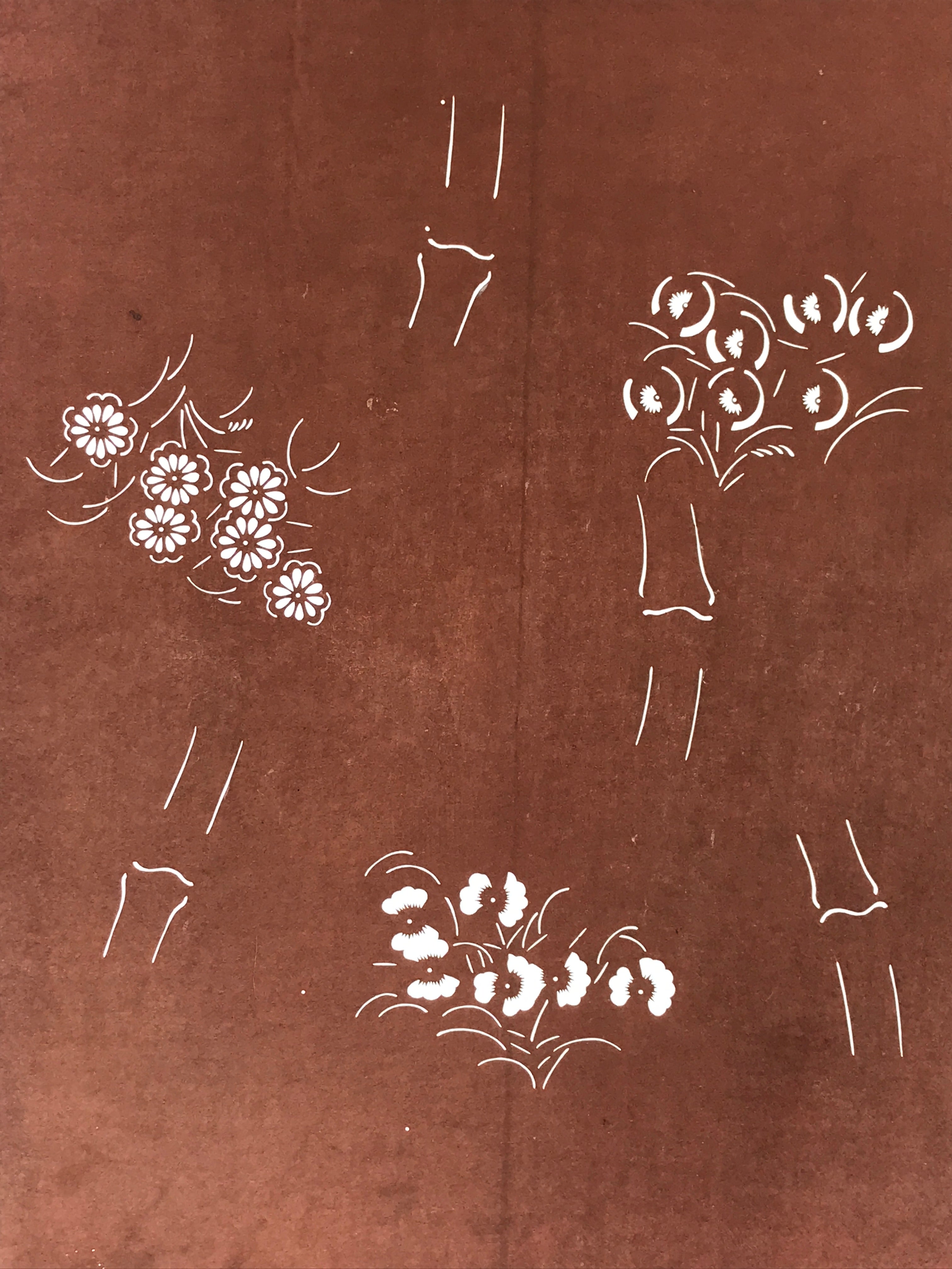 Antique Japanese Katagami Kimono Stencil Katazome Meiji Bamboo Design 4Y447