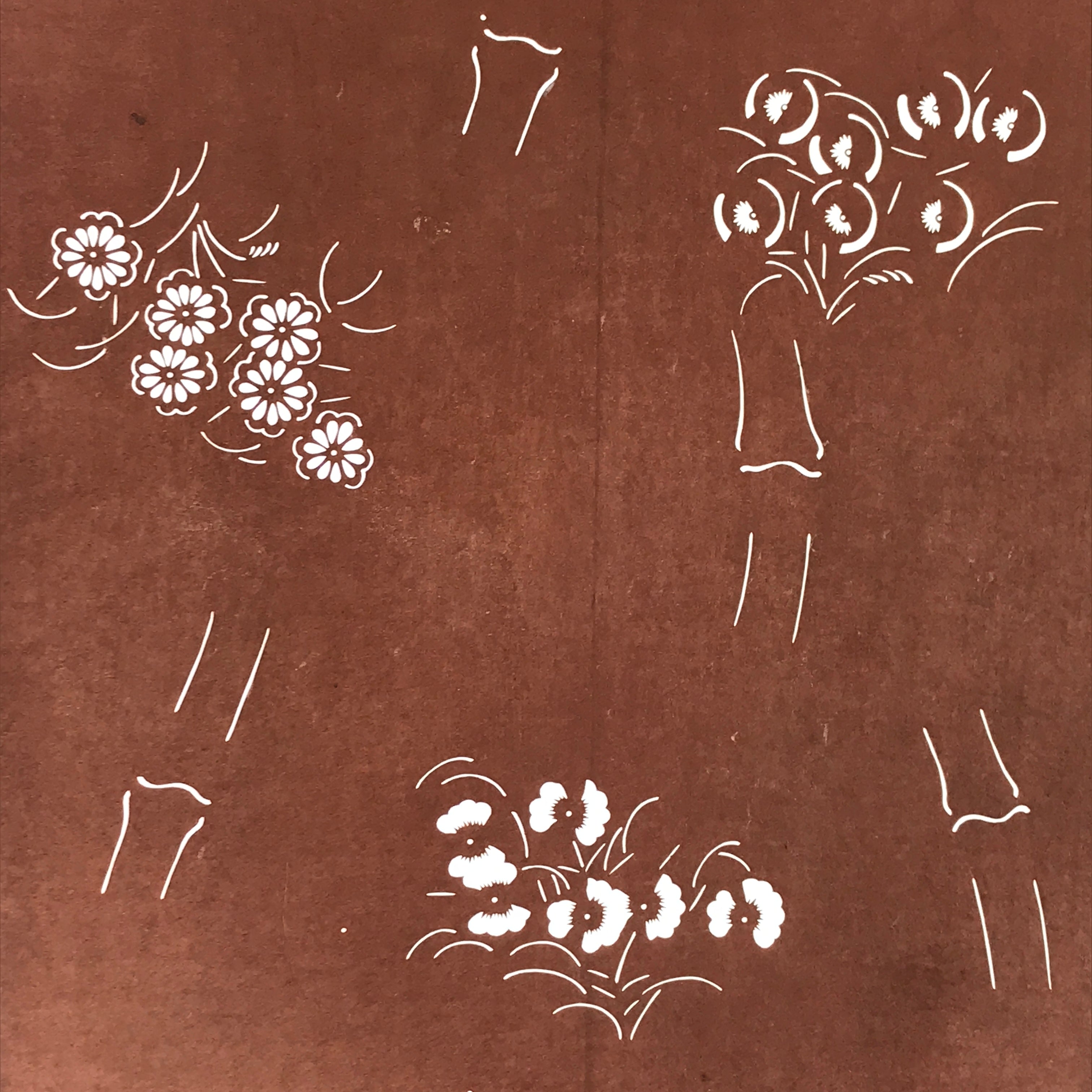 Antique Japanese Katagami Kimono Stencil Katazome Meiji Bamboo Design 4Y447