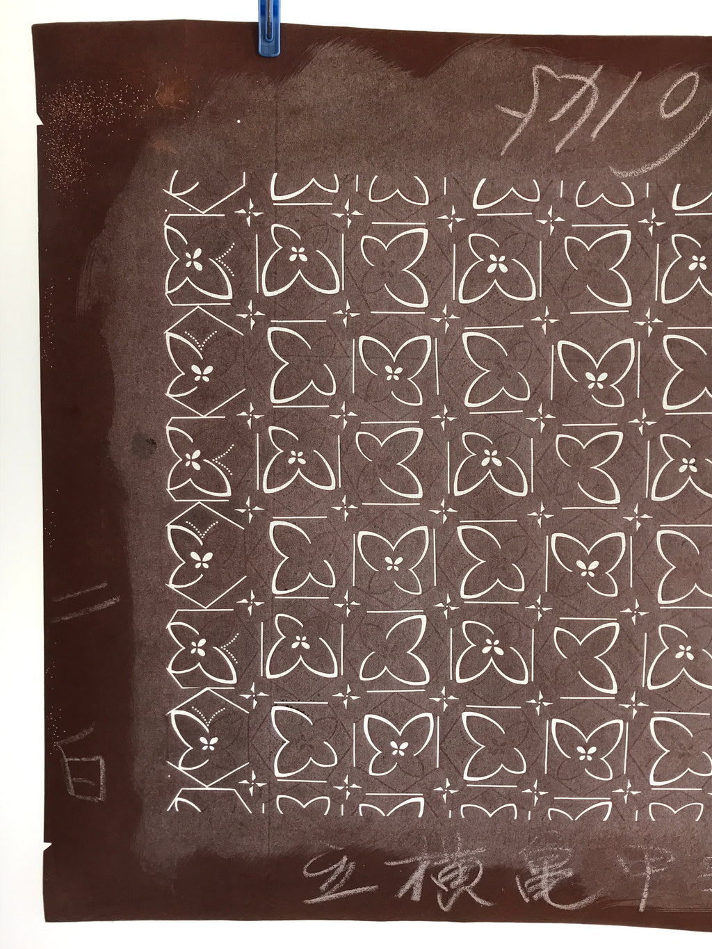 Antique Japanese Katagami Kimono Stencil Katazome Meiji Butterfly Design 4Y433
