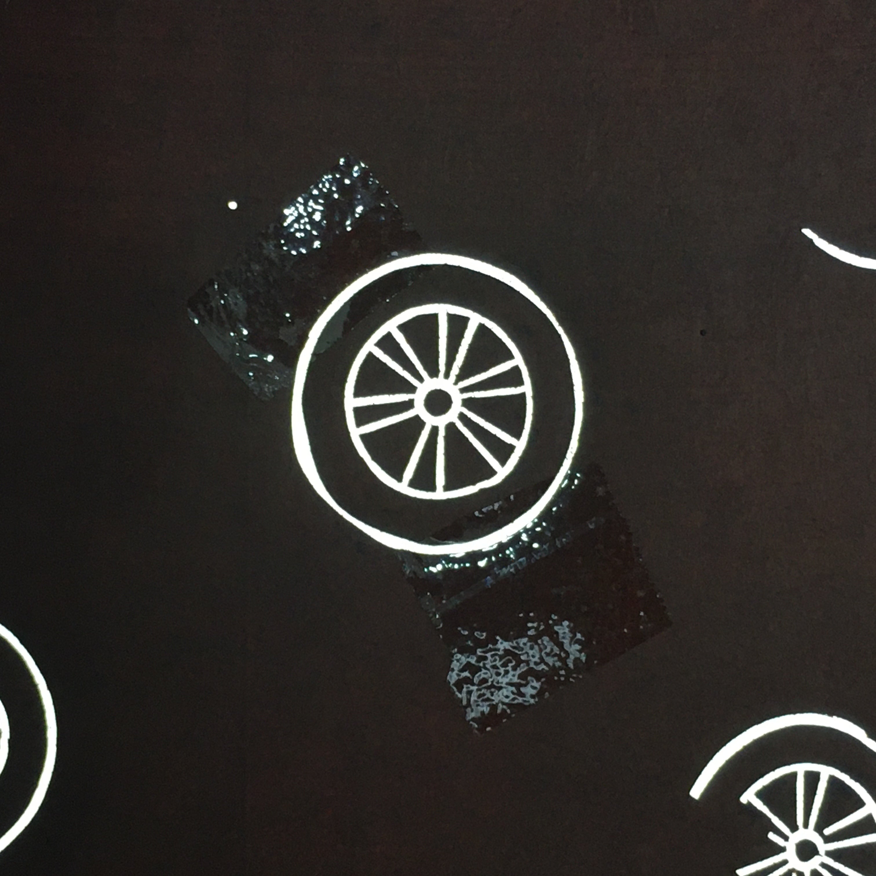 Antique Japanese Katagami Kimono Stencil Katazome Meiji Cart Wheel Design 4Y426