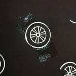 Antique Japanese Katagami Kimono Stencil Katazome Meiji Cart Wheel Design 4Y426