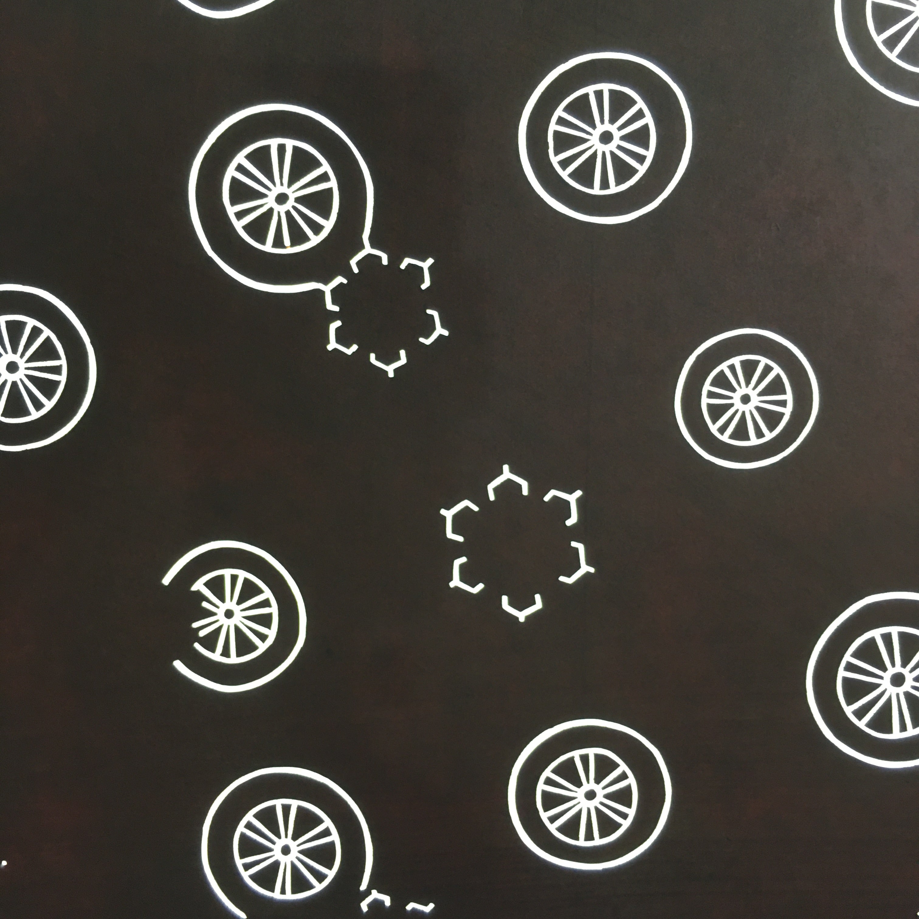 Antique Japanese Katagami Kimono Stencil Katazome Meiji Cart Wheel Design 4Y426