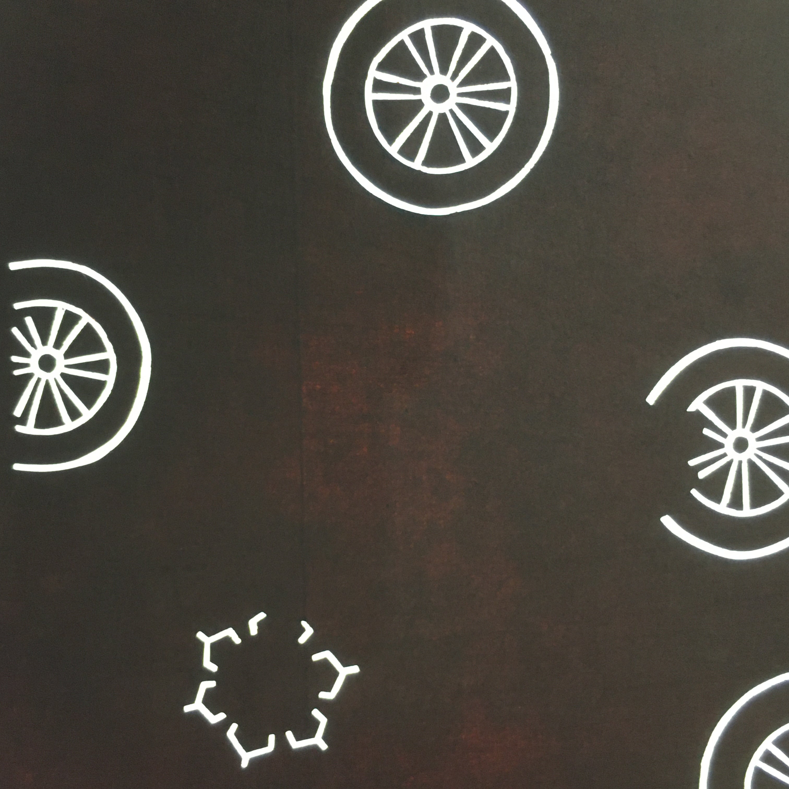 Antique Japanese Katagami Kimono Stencil Katazome Meiji Cart Wheel Design 4Y426