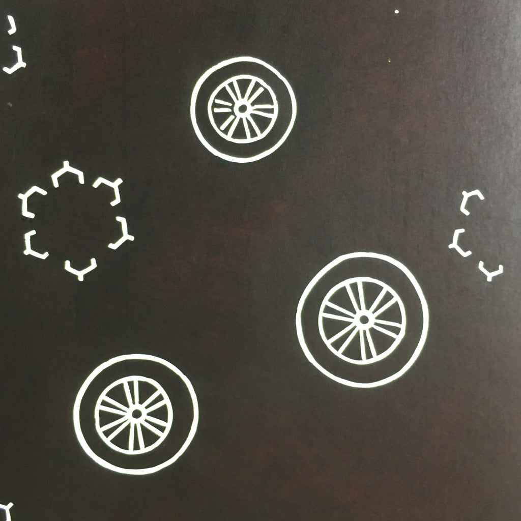 Antique Japanese Katagami Kimono Stencil Katazome Meiji Cart Wheel Design 4Y426