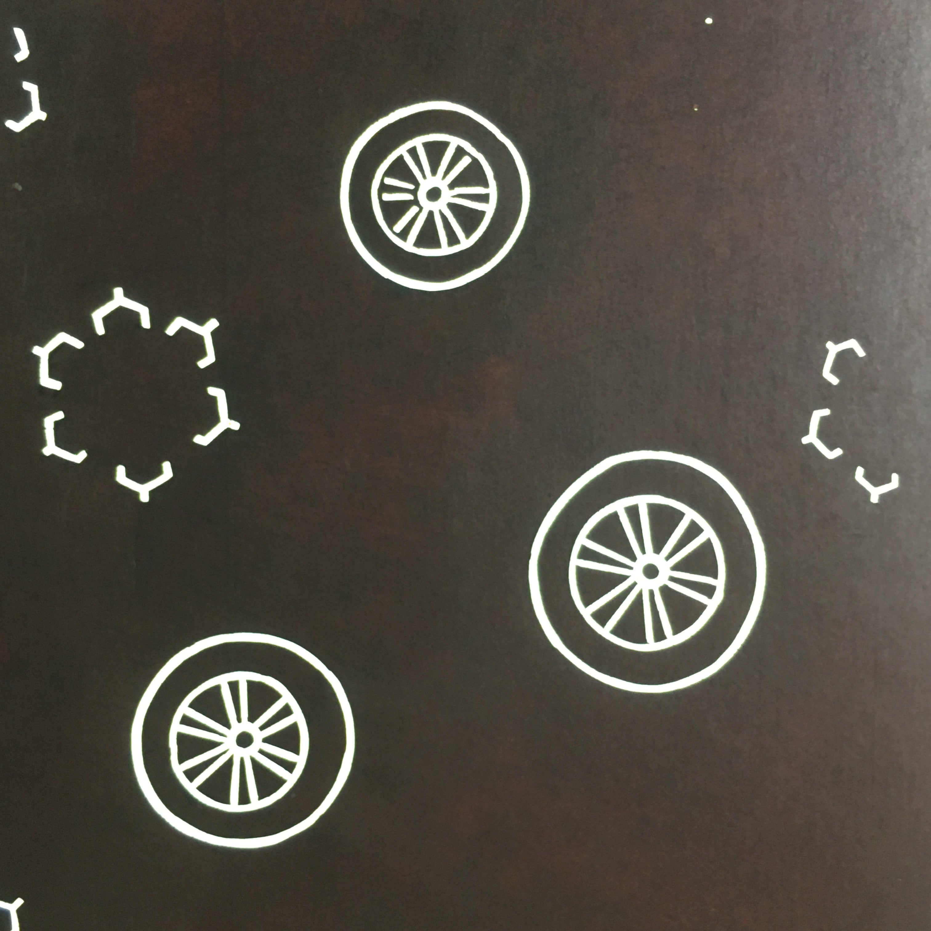 Antique Japanese Katagami Kimono Stencil Katazome Meiji Cart Wheel Design 4Y426