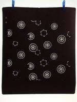 Antique Japanese Katagami Kimono Stencil Katazome Meiji Cart Wheel Design 4Y426