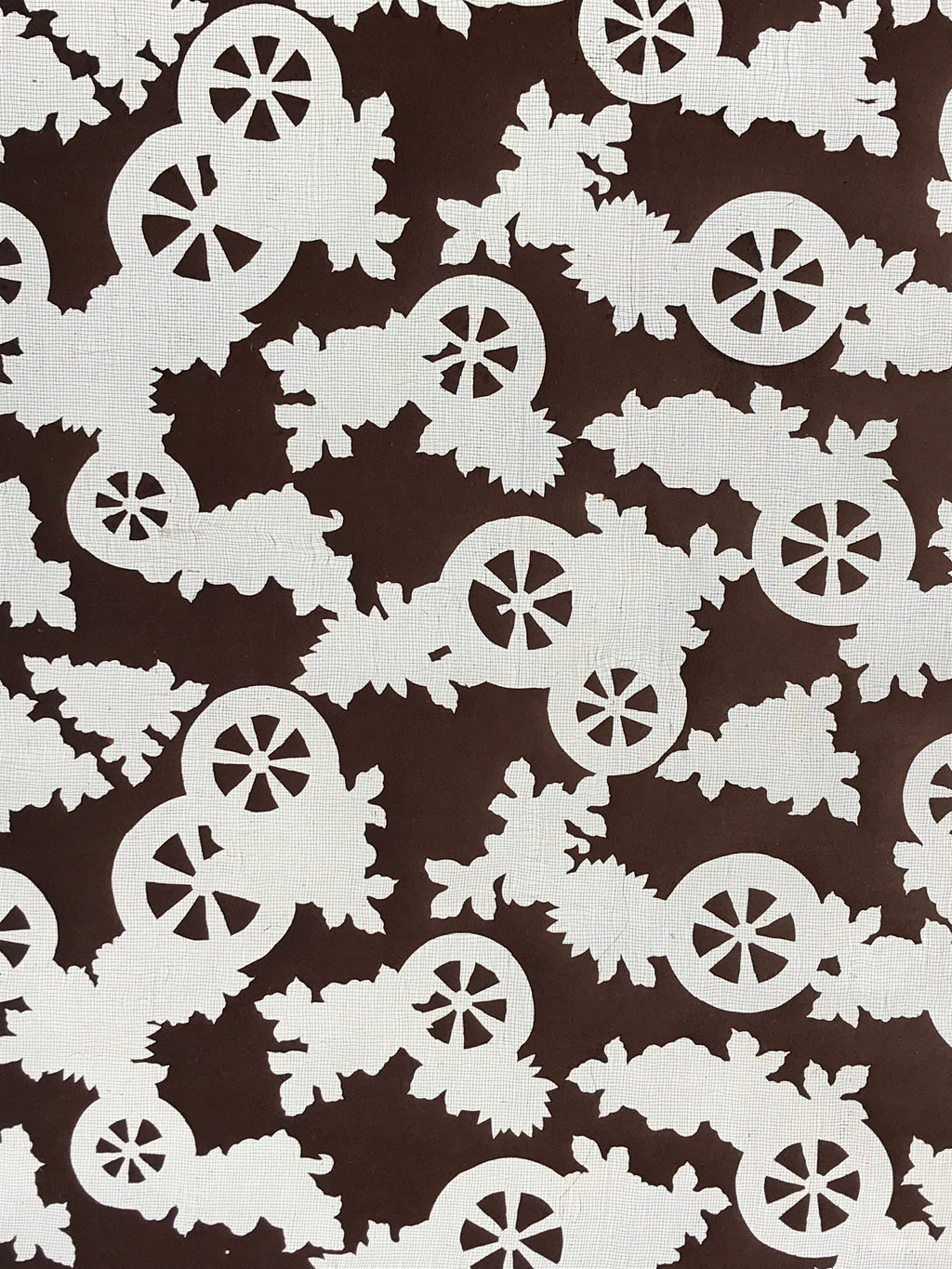 Antique Japanese Katagami Kimono Stencil Katazome Meiji Cart Wheel Design 4Y456