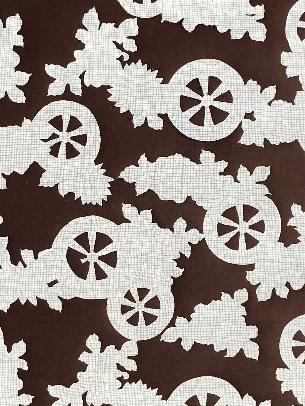 Antique Japanese Katagami Kimono Stencil Katazome Meiji Cart Wheel Design 4Y456
