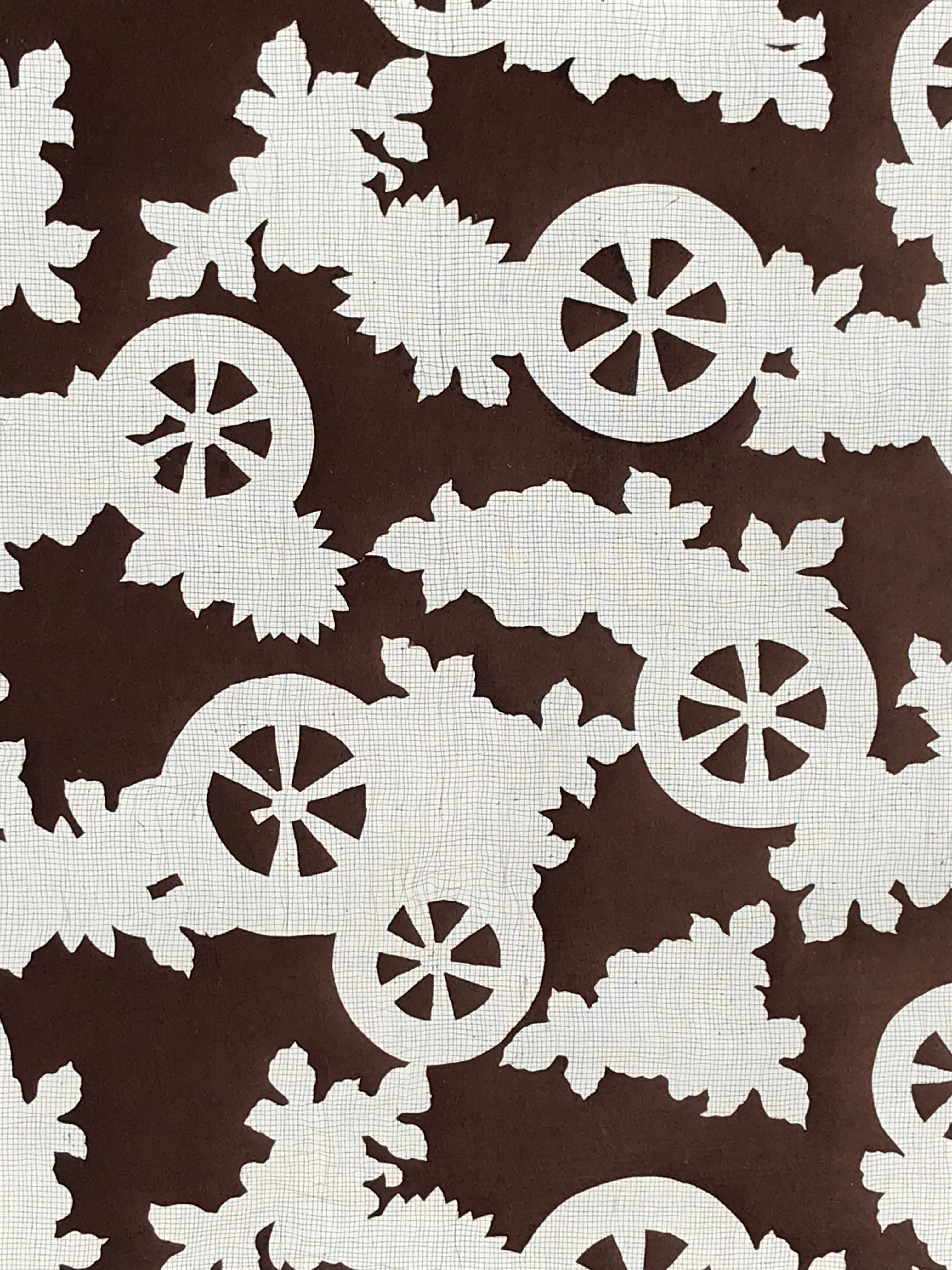 Antique Japanese Katagami Kimono Stencil Katazome Meiji Cart Wheel Design 4Y456