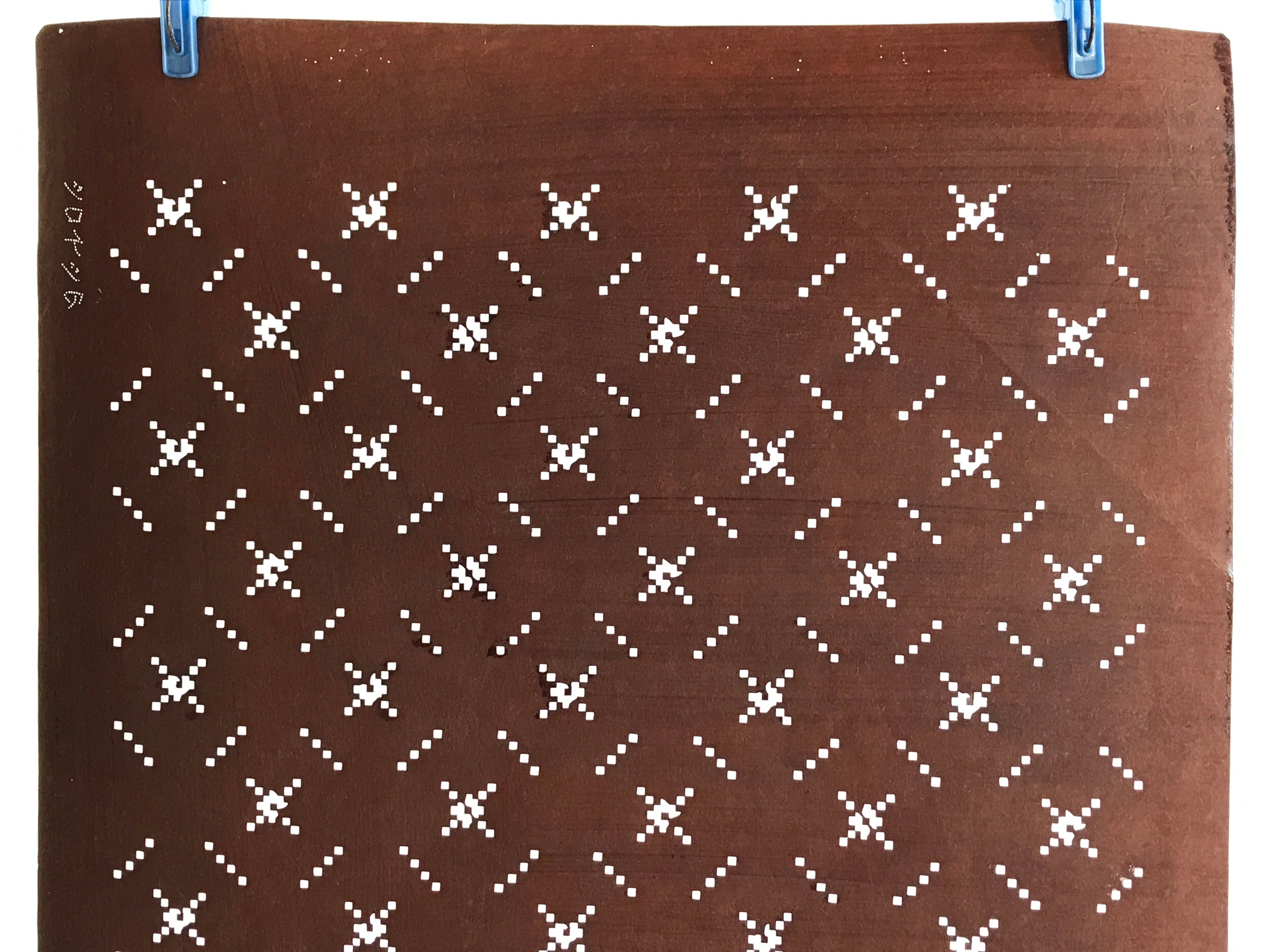 Antique Japanese Katagami Kimono Stencil Katazome Meiji Dot Line Design 4Y454