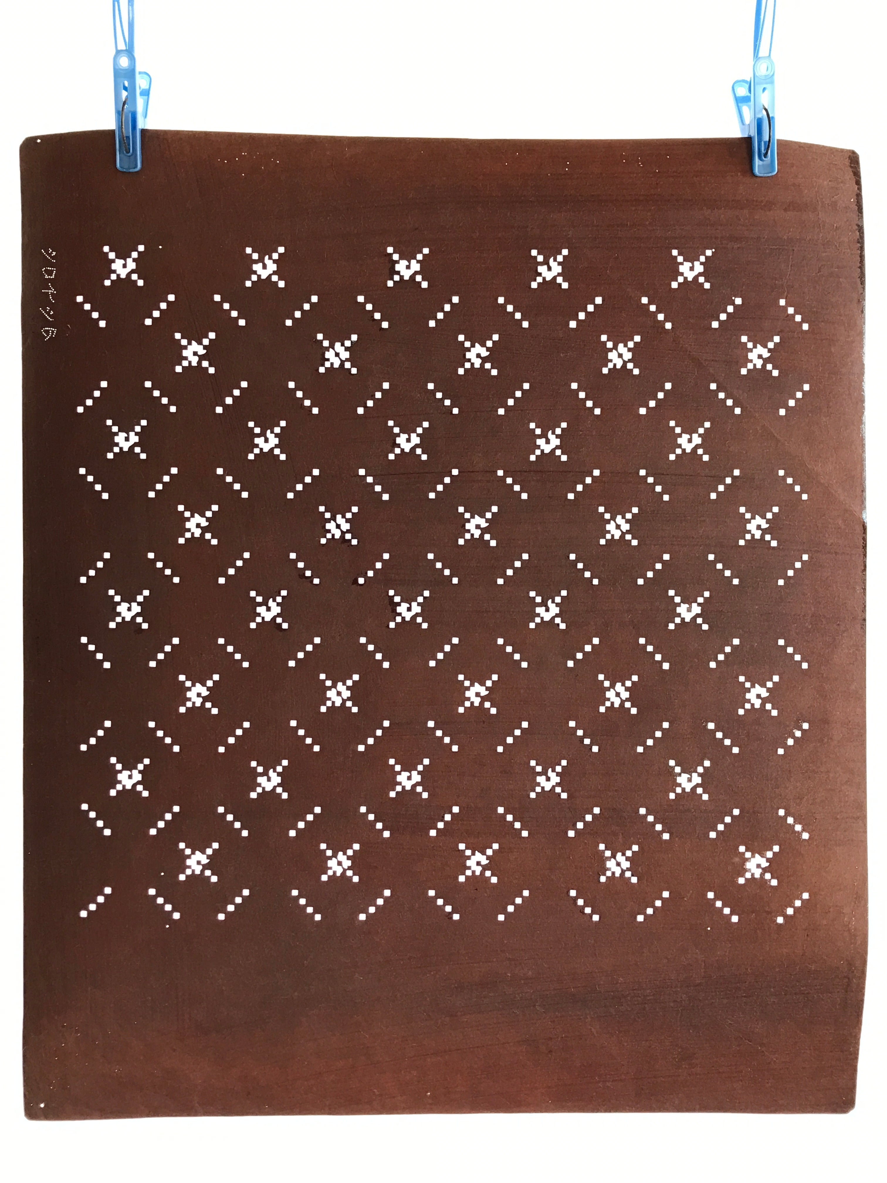 Antique Japanese Katagami Kimono Stencil Katazome Meiji Dot Line Design 4Y454