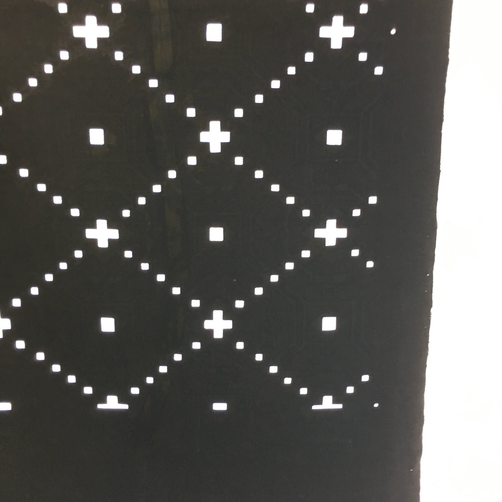 Antique Japanese Katagami Kimono Stencil Katazome Meiji Dot Rhombus Plaid C384