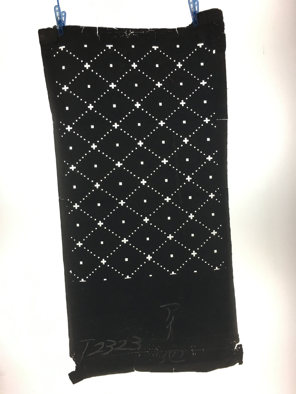 Antique Japanese Katagami Kimono Stencil Katazome Meiji Dot Rhombus Plaid C384