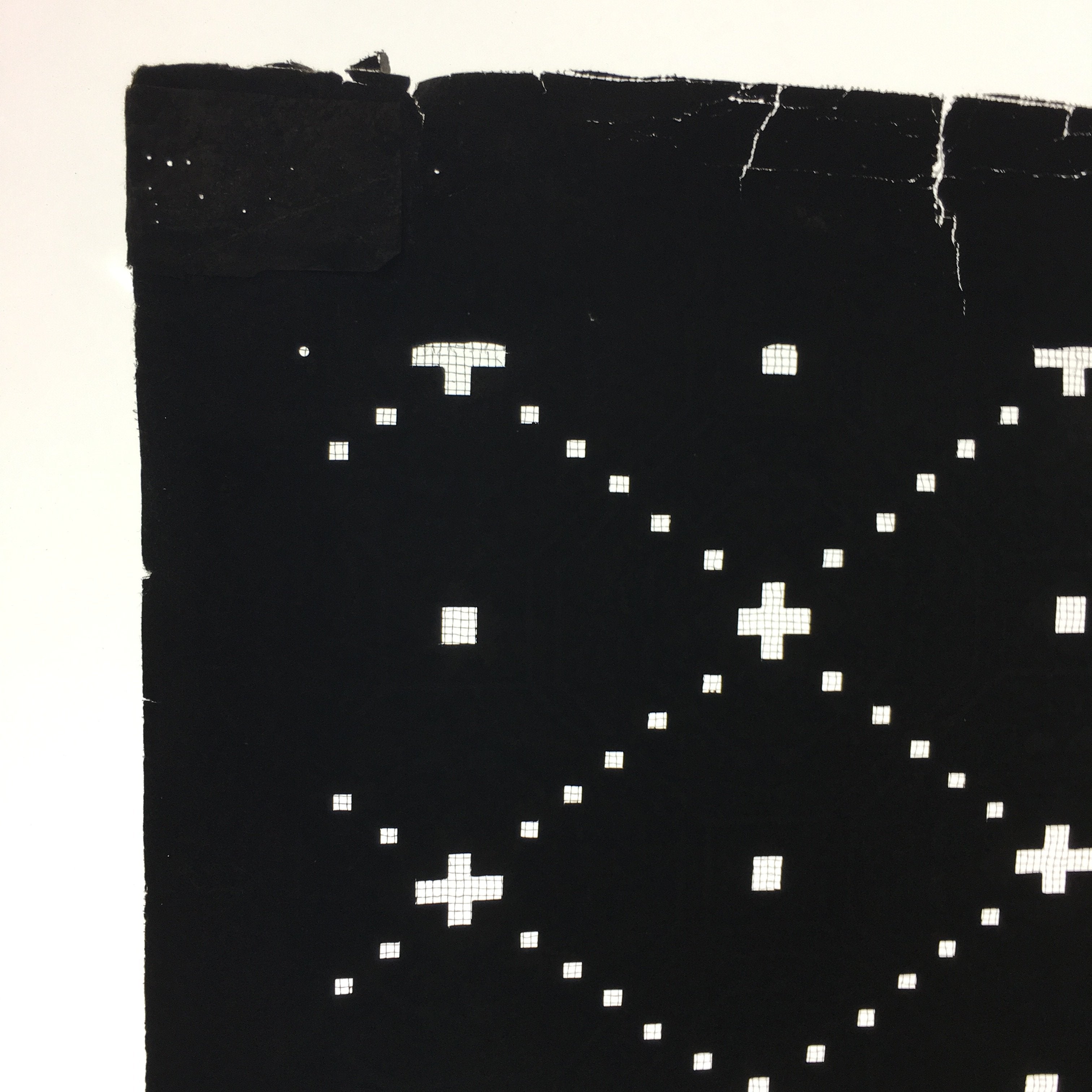 Antique Japanese Katagami Kimono Stencil Katazome Meiji Dot Rhombus Plaid C384