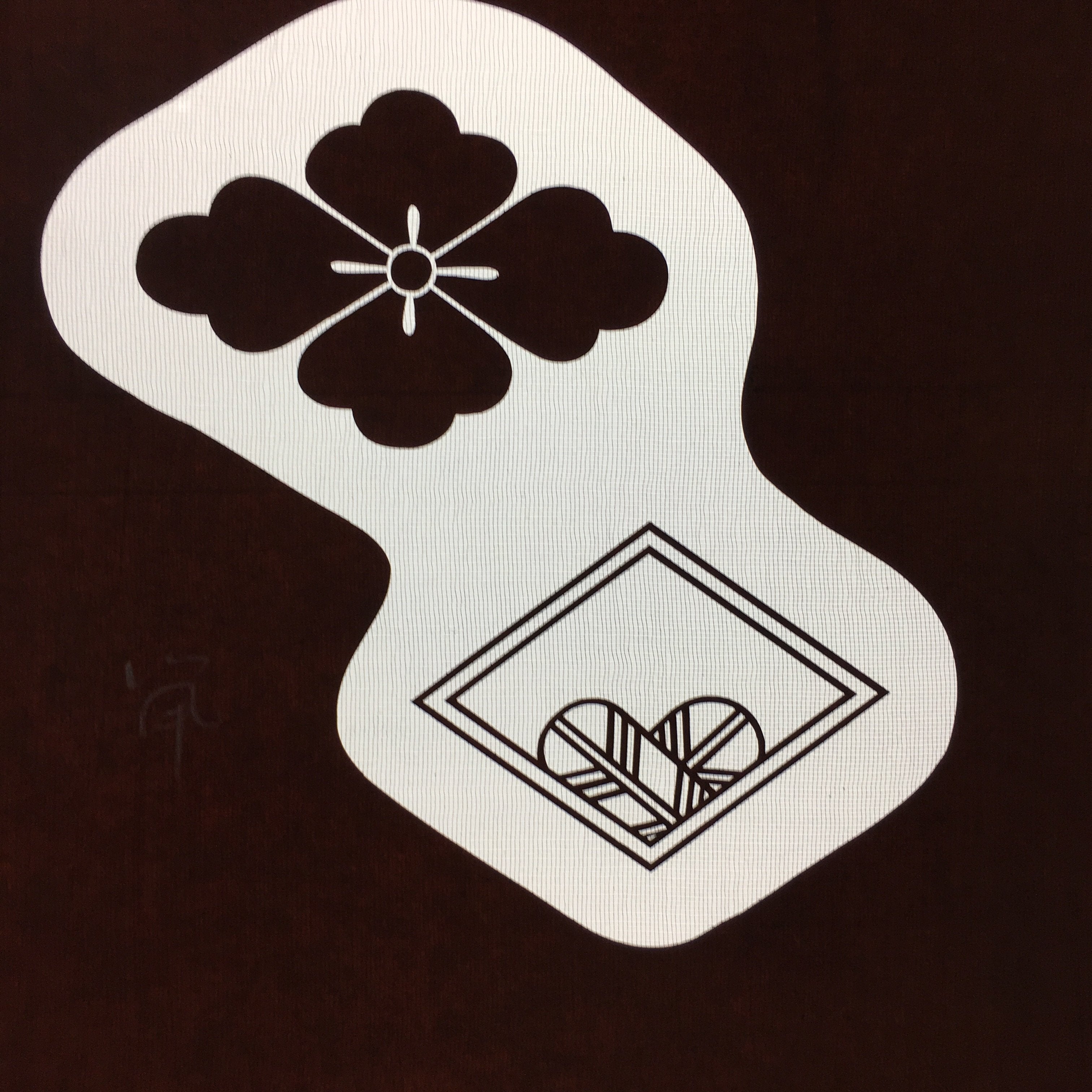 Antique Japanese Katagami Kimono Stencil Katazome Meiji Family Crest Design C514