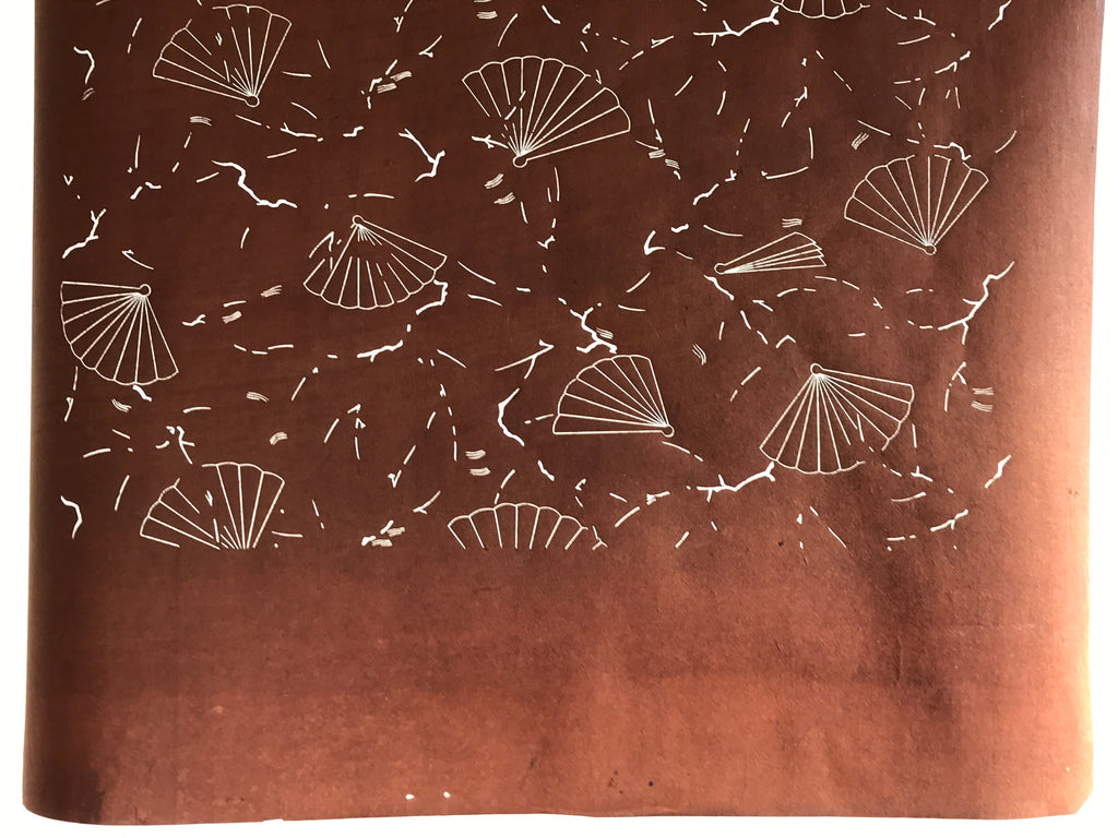Antique Japanese Katagami Kimono Stencil Katazome Meiji Fan Design 4Y449