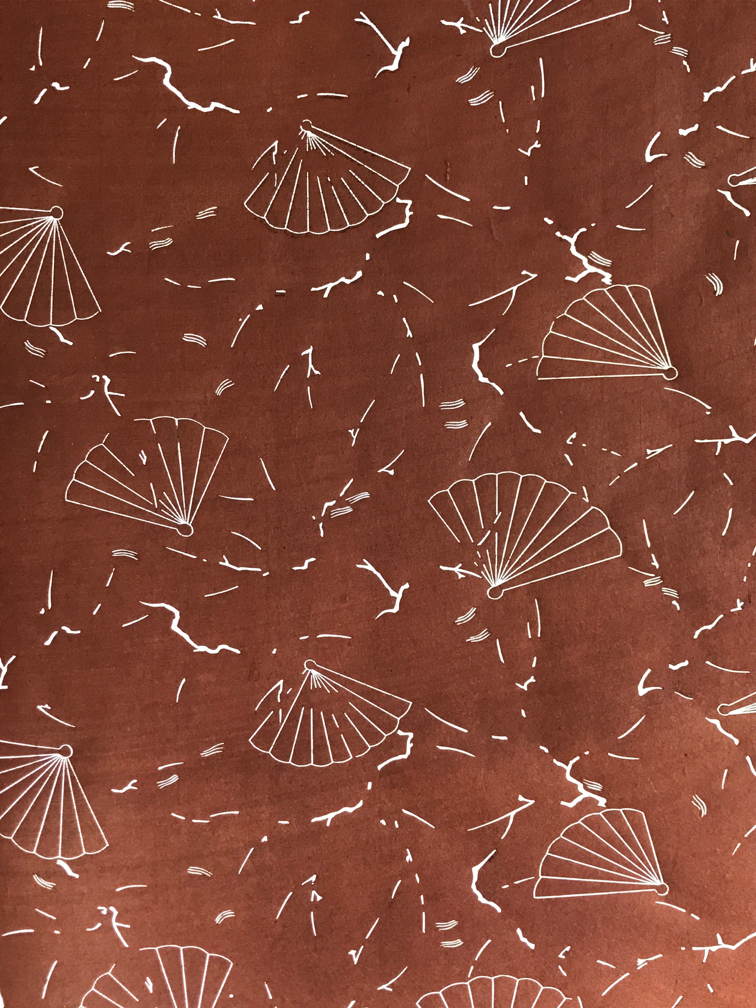 Antique Japanese Katagami Kimono Stencil Katazome Meiji Fan Design 4Y449