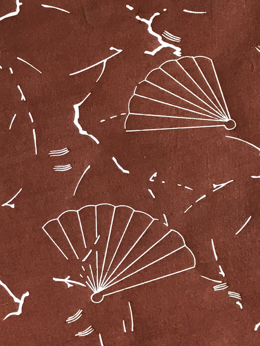 Antique Japanese Katagami Kimono Stencil Katazome Meiji Fan Design 4Y449