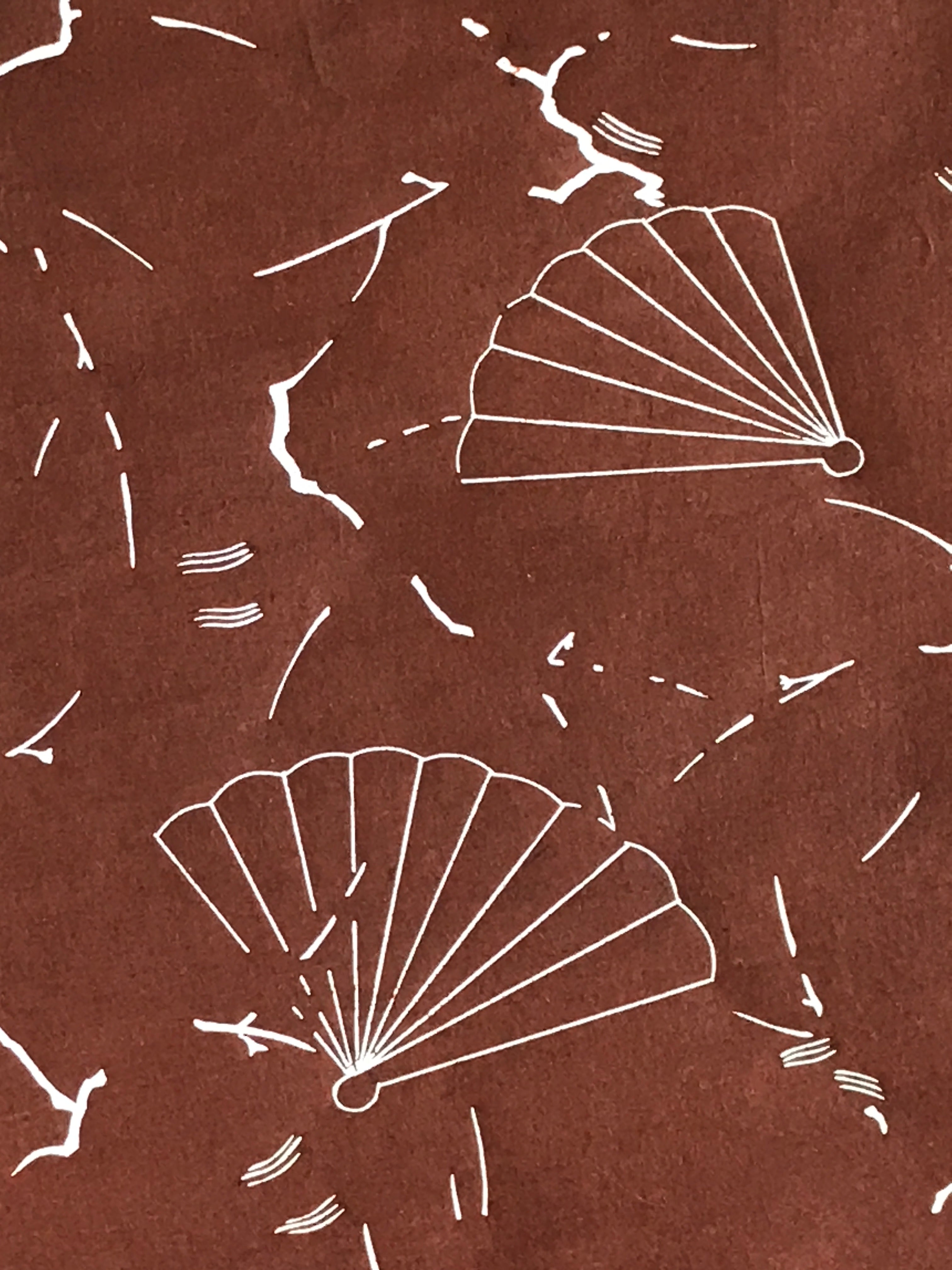 Antique Japanese Katagami Kimono Stencil Katazome Meiji Fan Design 4Y449