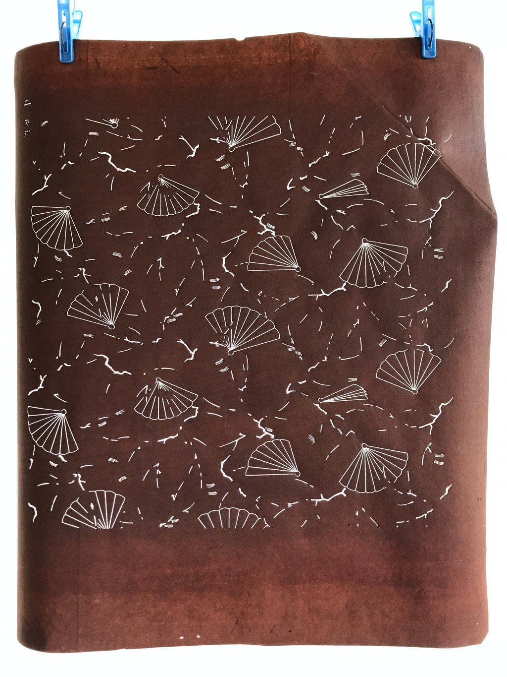 Antique Japanese Katagami Kimono Stencil Katazome Meiji Fan Design 4Y449