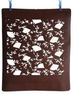 Antique Japanese Katagami Kimono Stencil Katazome Meiji Fan Design 4Y455