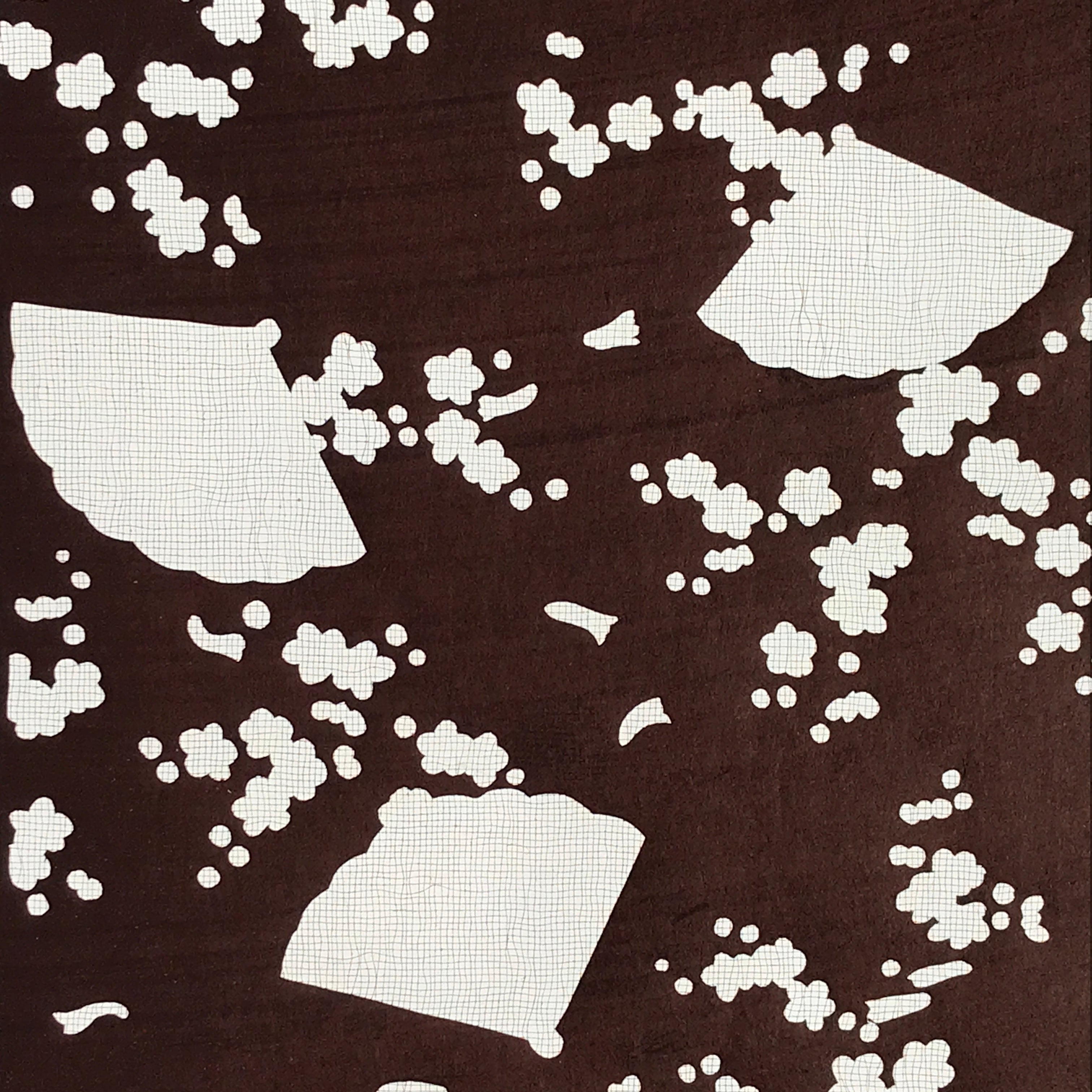 Antique Japanese Katagami Kimono Stencil Katazome Meiji Fan Design 4Y455