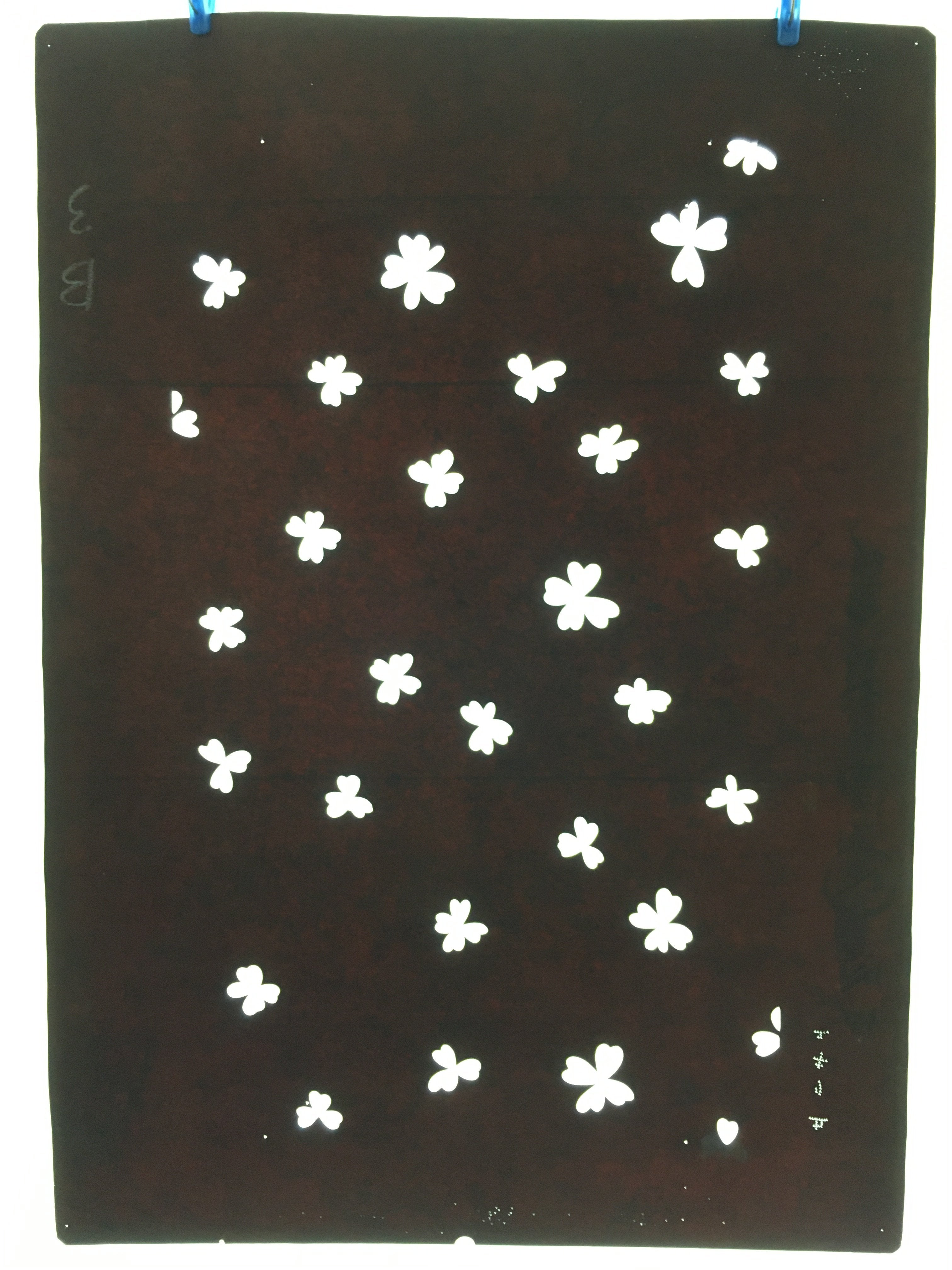 Antique Japanese Katagami Kimono Stencil Katazome Meiji Floral Design 4Y386