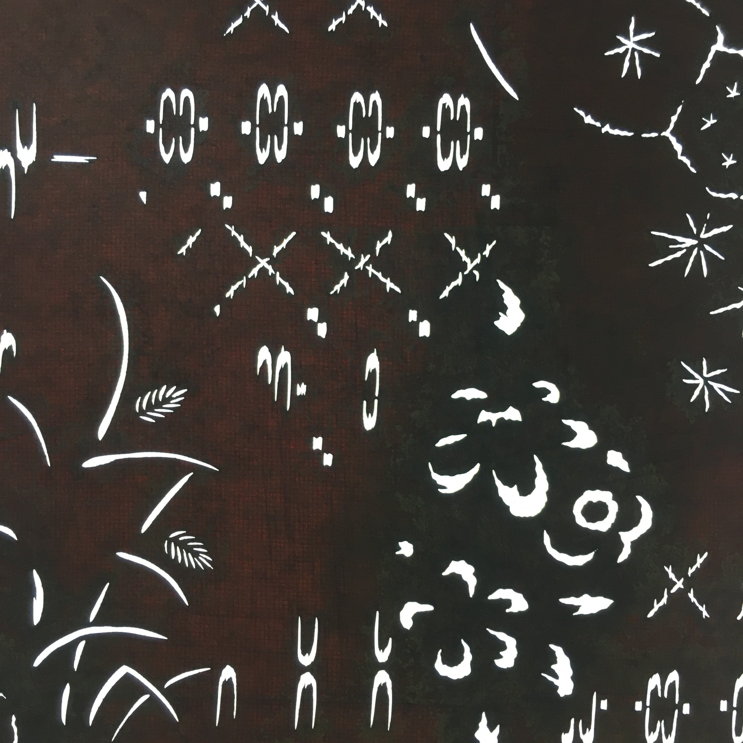 Antique Japanese Katagami Kimono Stencil Katazome Meiji Floral Leaf Plant C396