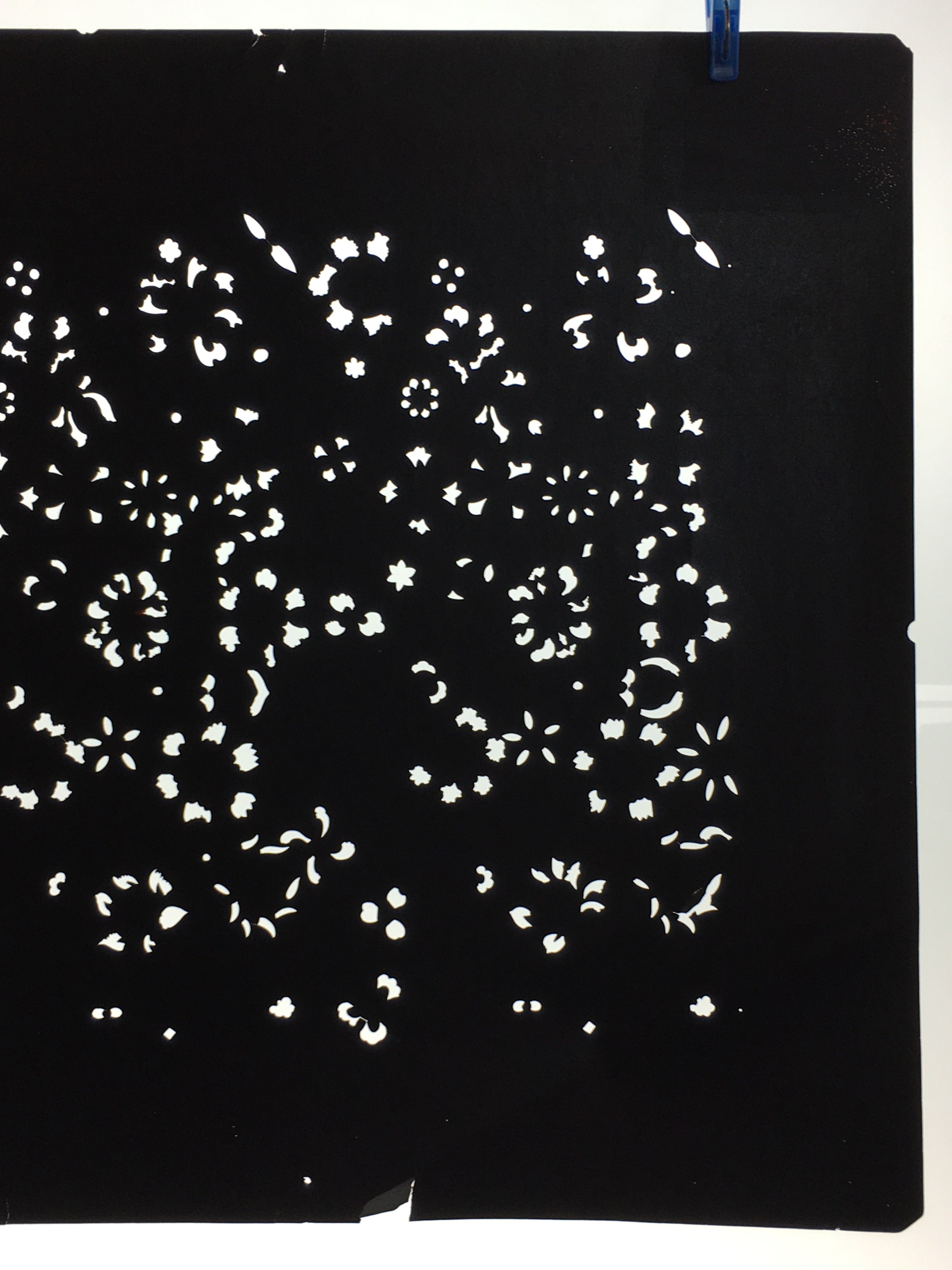 Antique Japanese Katagami Kimono Stencil Katazome Meiji Flower Design 4Y407